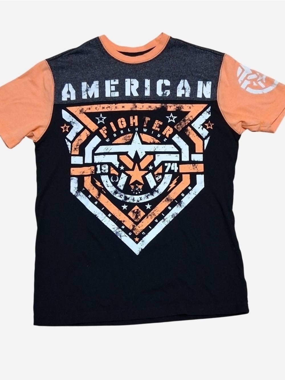 American Fighter Black & Orange Graphic Short Sleeve Tee